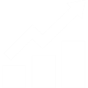 A white ascending bar chart with an upward arrow symbolizing growth.